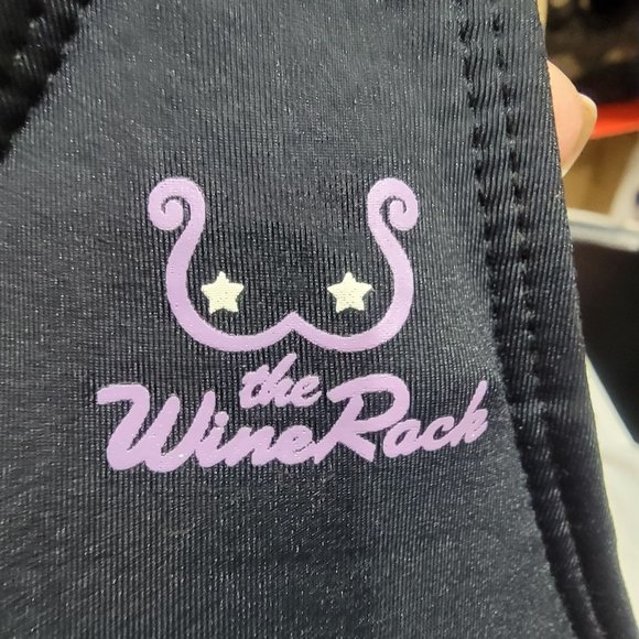 Sz M Women's Sport Bra The Original Wine Rack Booze Black with pad only bra - Picture 4 of 5